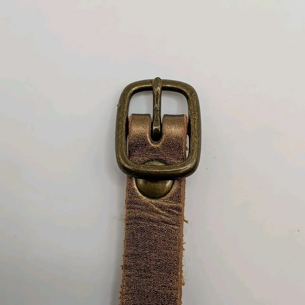 Vintage Gap Belt Medium Bronze Metallic Leather Skinny Thin Minimalist Basic